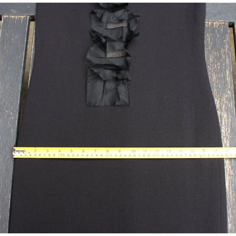 Olivine Gabbro - Sleeveless Wool Sheath Dress with Silk Organza Accents, size 4 - Picture 8 of 15